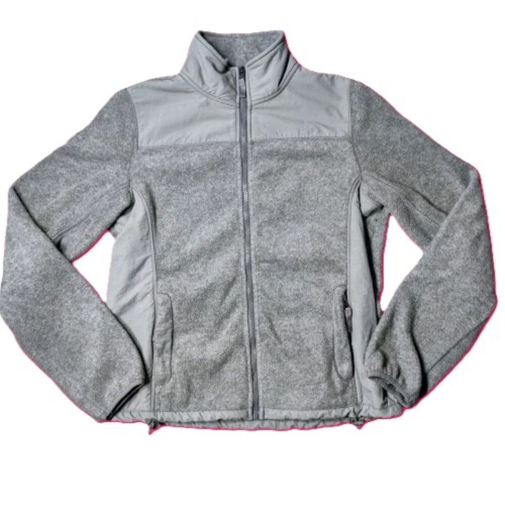 Aeropostale Gray Full Zip Fleece Jacket Women’s Large Soft Sherpa Windbreaker